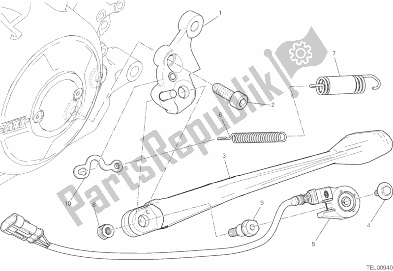 All parts for the Side Stand of the Ducati Diavel Xdiavel S Thailand 1260 2016